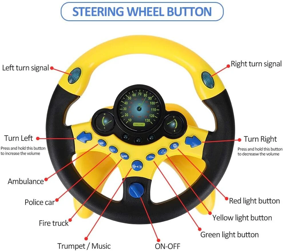 Portable Simulated Driving Steering Wheel Toy for Educational Play and Imaginative Fun - Image 7