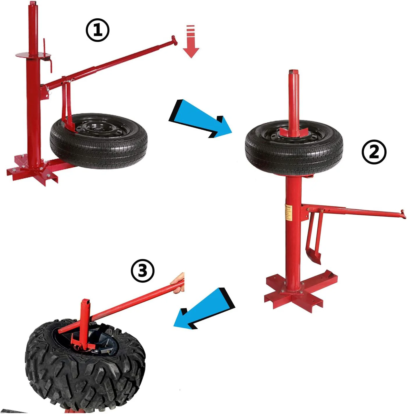 Portable Manual Tire Changer Machine for Car, Truck, and Motorcycle with Bead Breaker - Image 2