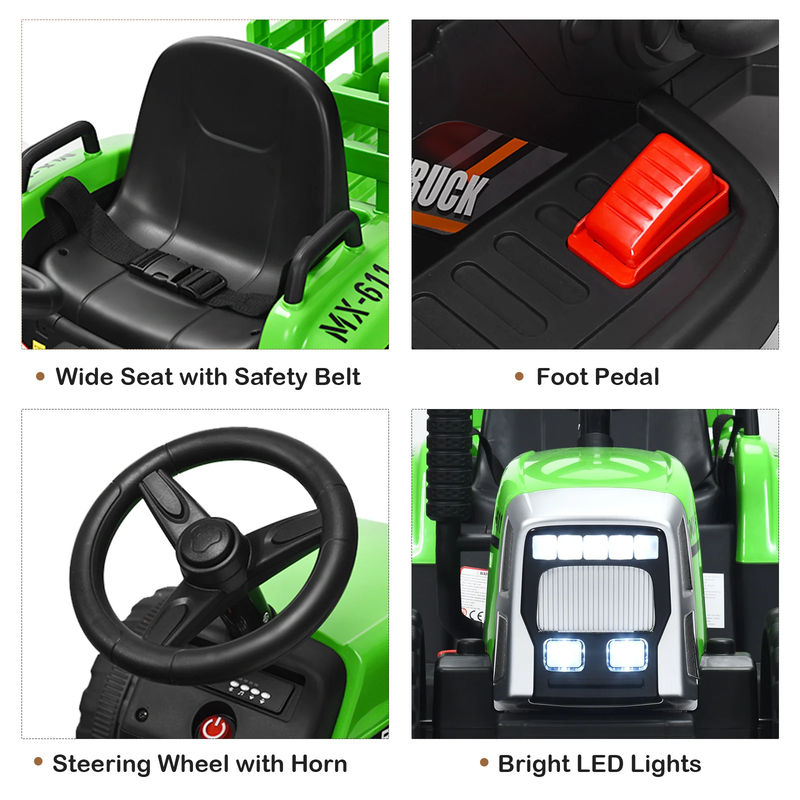 Power Up Your Child's Playtime with the Large Capacity Battery-Powered Ride-On Tractor and Trailer Set from Topbuy - Image 12