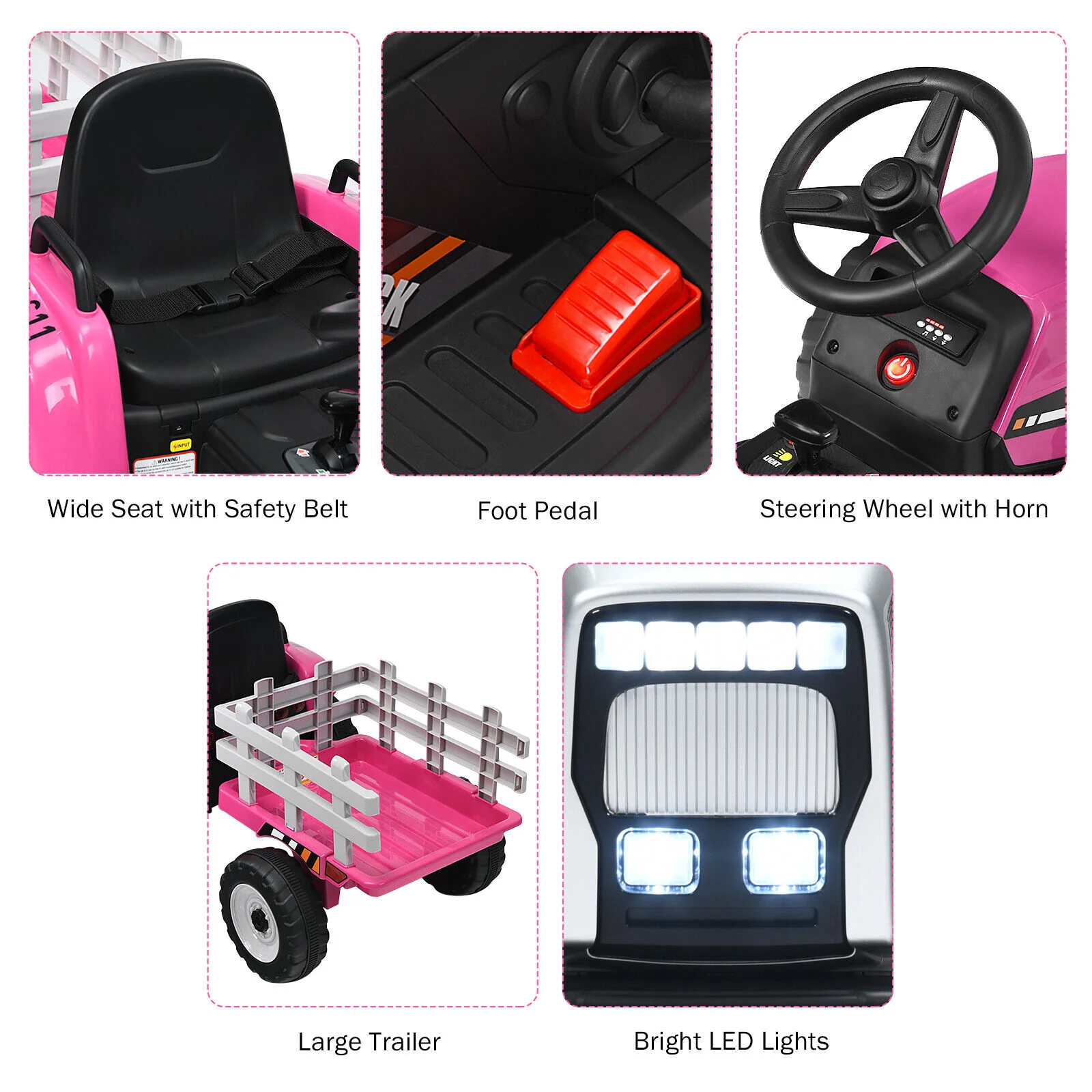 Power Up Your Child's Playtime with the Large Capacity Battery-Powered Ride-On Tractor and Trailer Set from Topbuy - Image 6