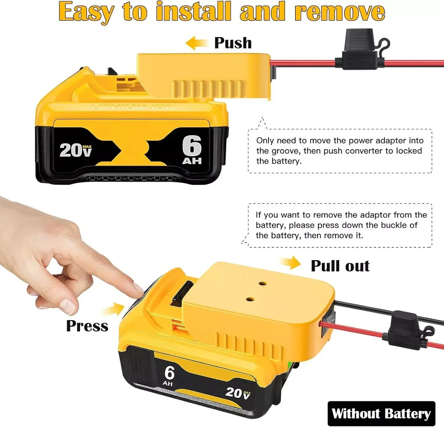 18V-20V Battery Converter and Wheel Adapter Kit Compatible with Dewalt Tools - Image 3