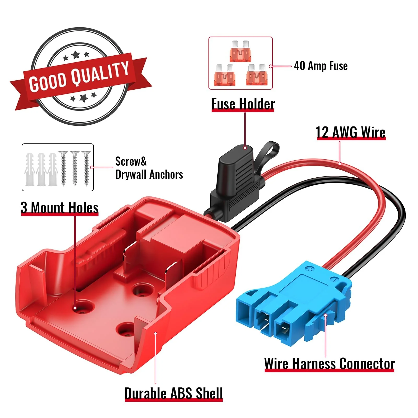 Milwaukee Battery-Compatible Power Wheel Adapter with Wire Harness - Image 2