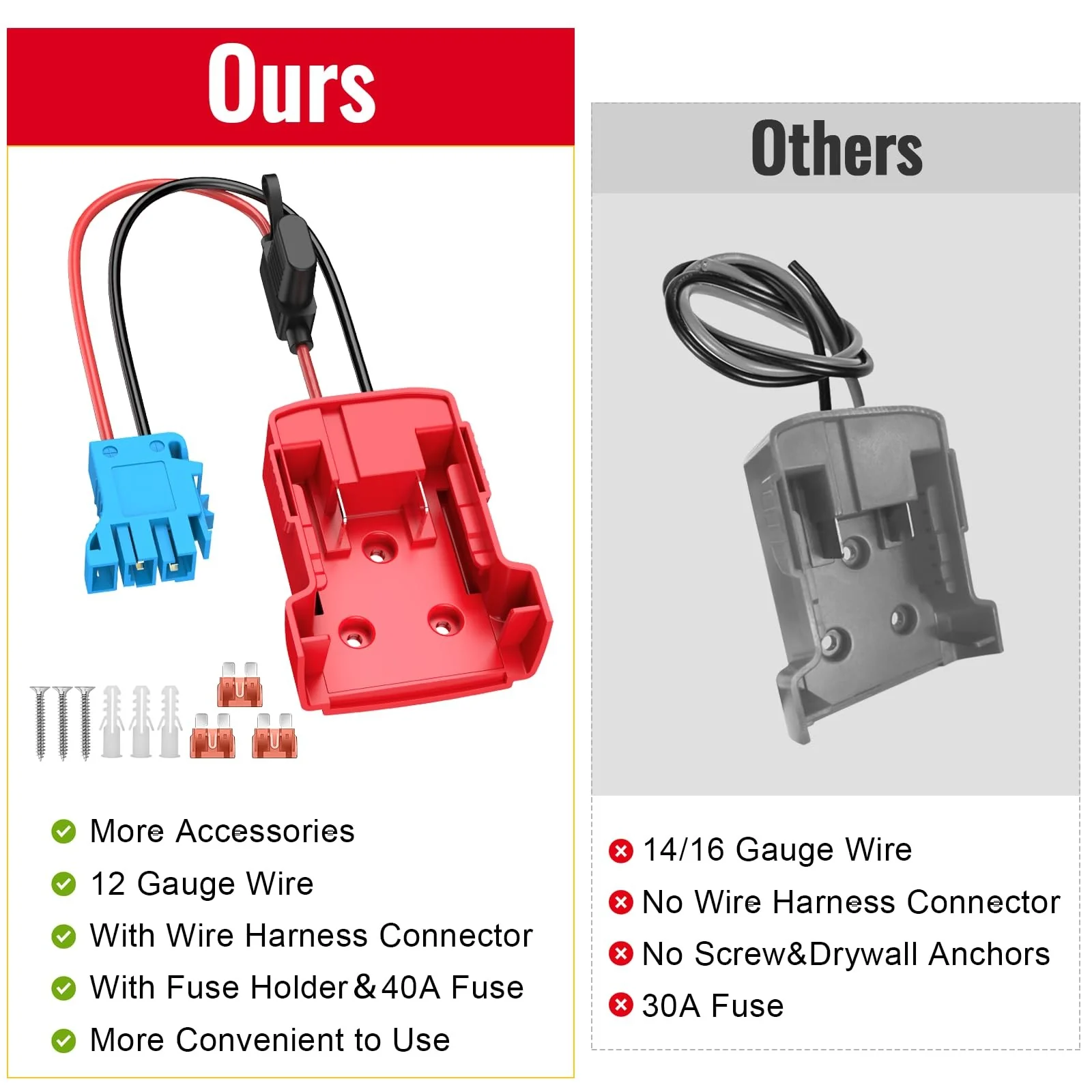 Power Wheel Adapter with Wire Harness Compatible with Milwaukee Battery - Image 4