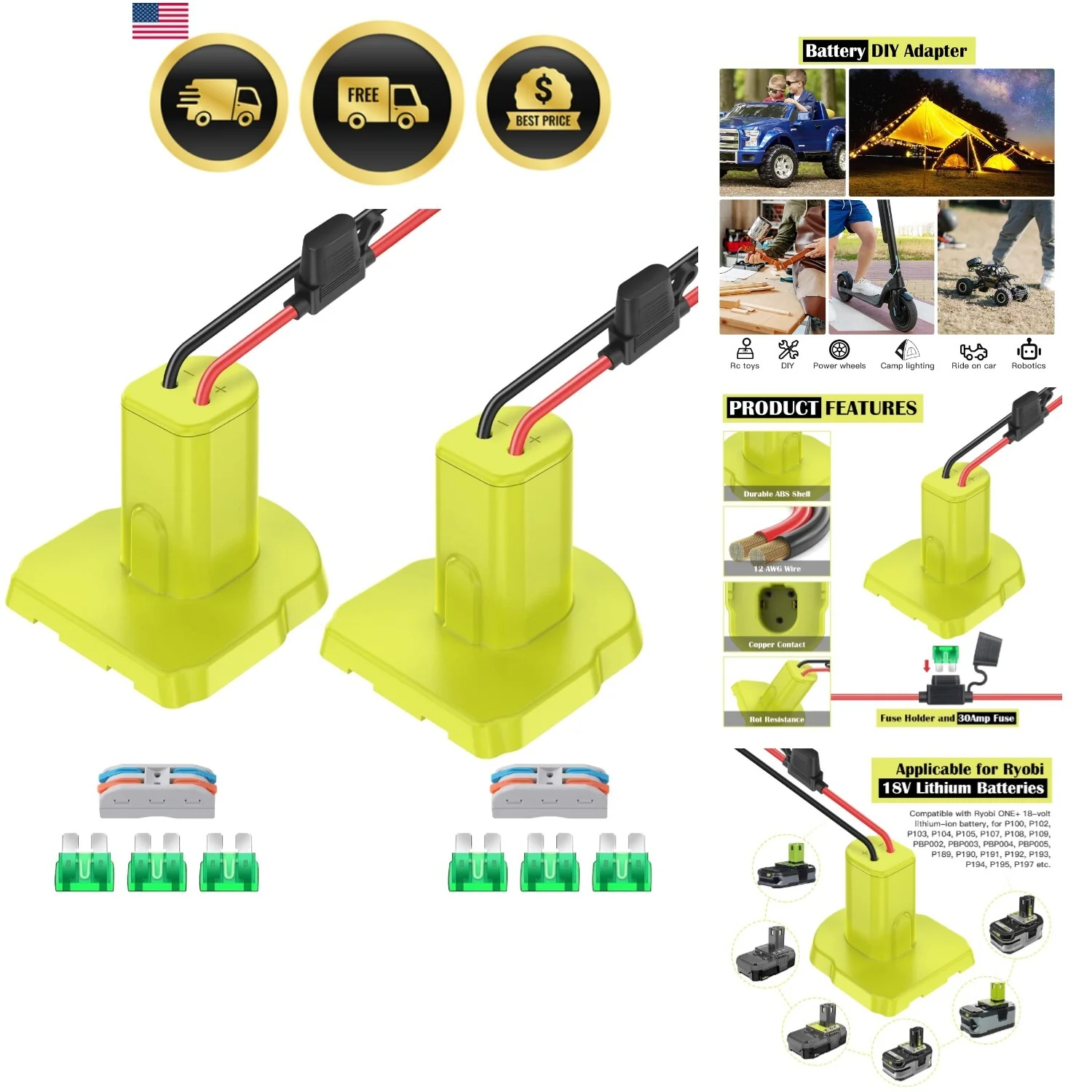 18V Battery Conversion Kit with Wheel Adapter for RC Power Wheels Toys - Image 10