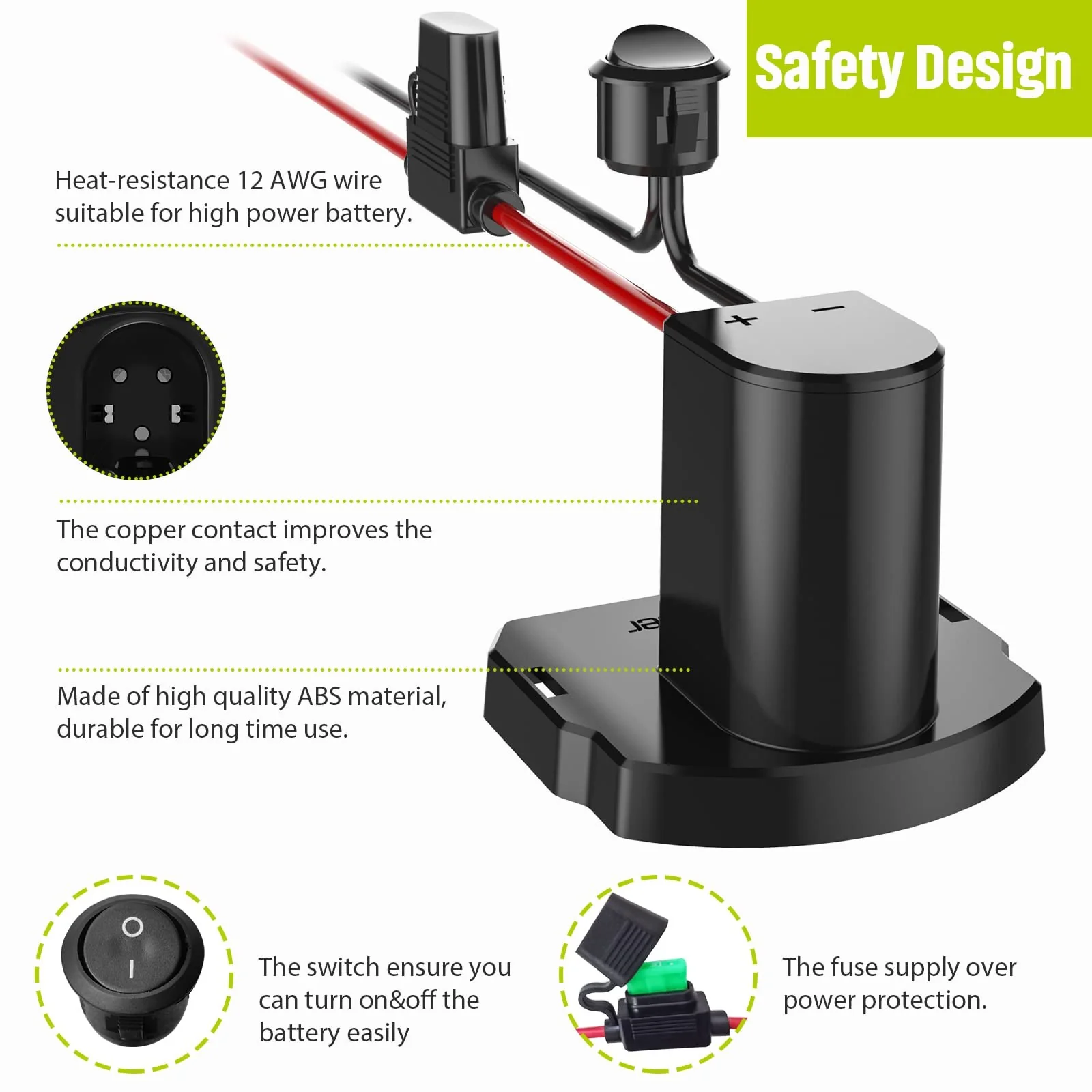 Battery Adapter with Fuse & Switch for 18V ONE+ Power Wheels - Image 6