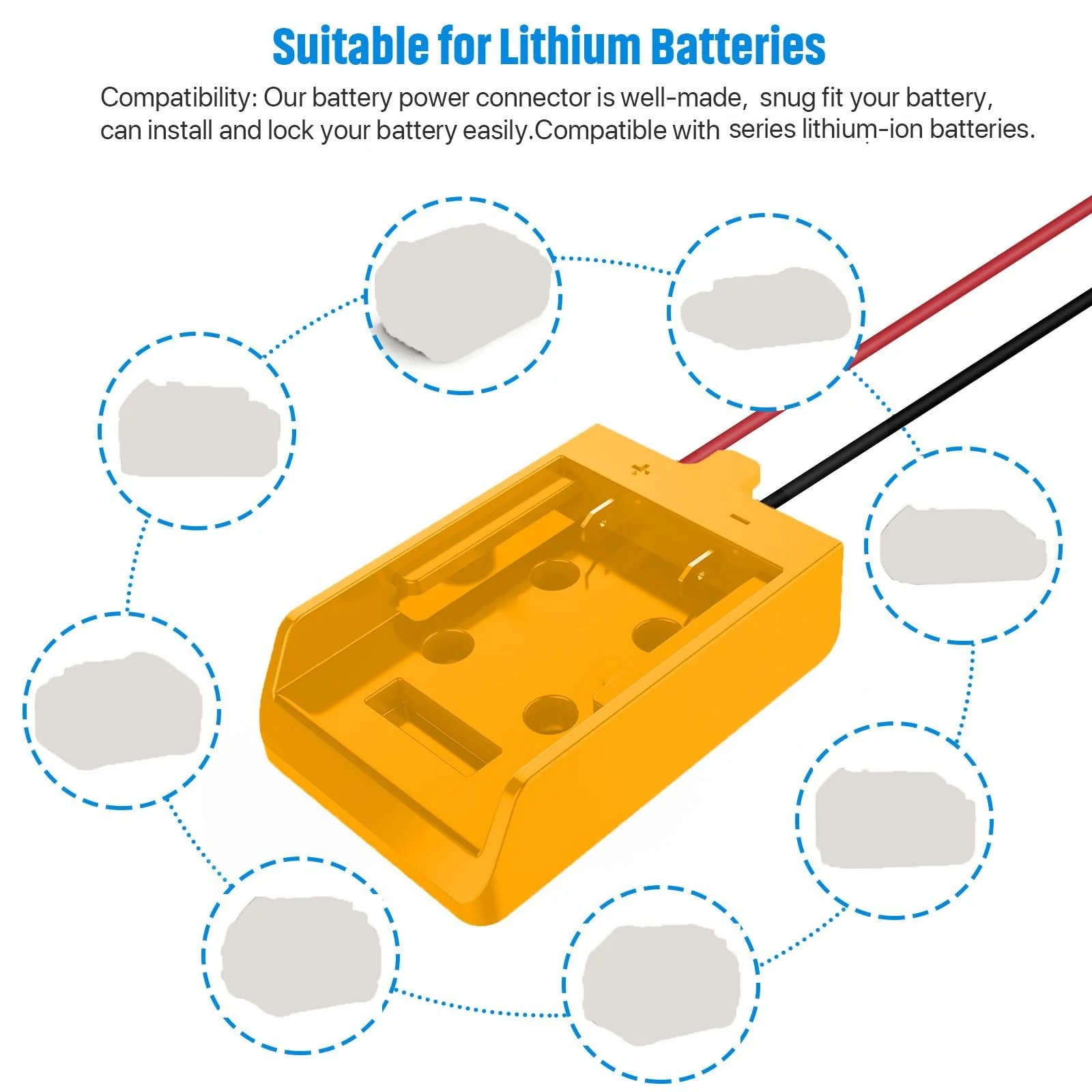 Power Wheel Adapter with Fuse and Switch Secure Battery Adapter for 20V Lithium Battery - Image 3