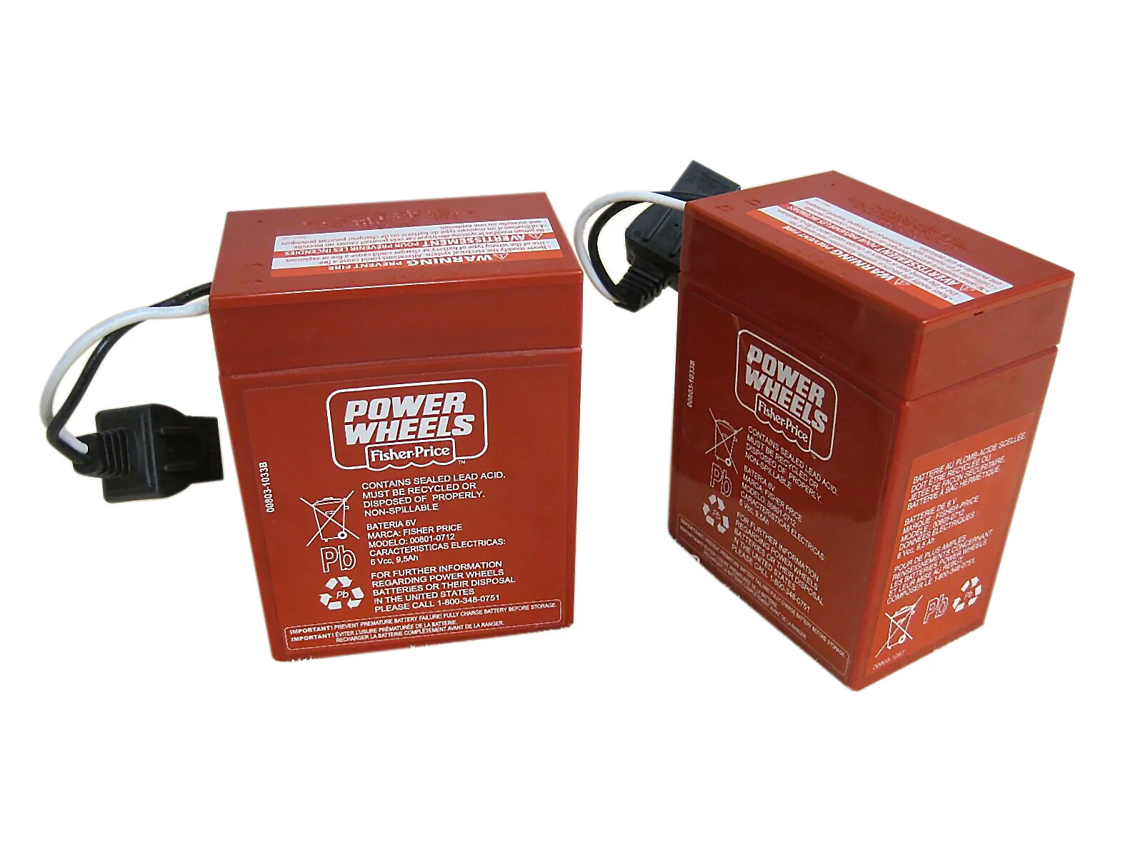 Genuine Power Wheels 6V Red Batteries 2-Pack with Charger - Image 2