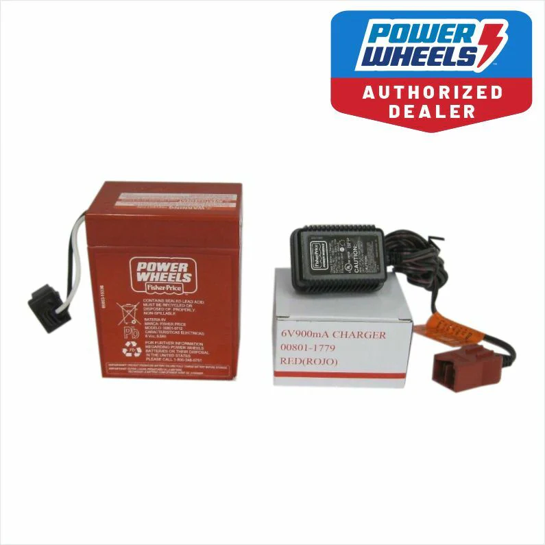Power Wheels 6V Red Rechargeable Battery and Charger Pack