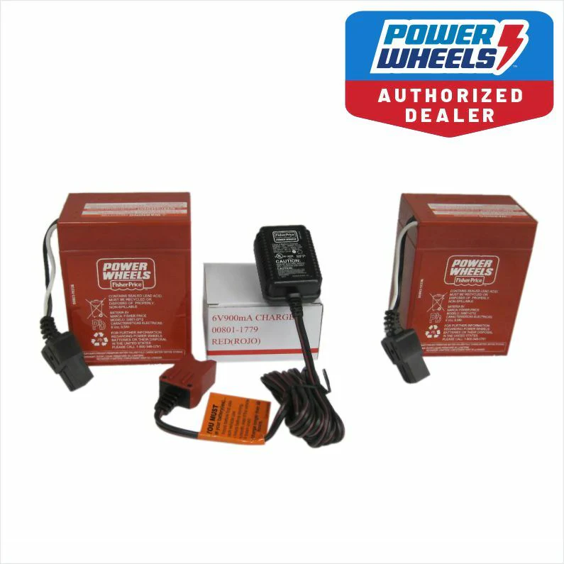 Power Wheels 6V Red Batteries Two-Pack with Charger Combination