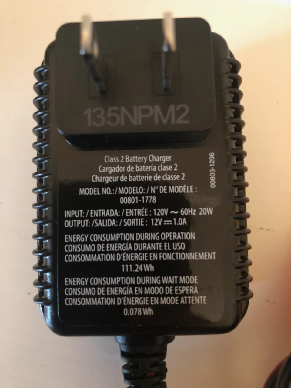 12V Power Wheels Battery and Charger Genuine Grey Model 00801-1778 - Image 3
