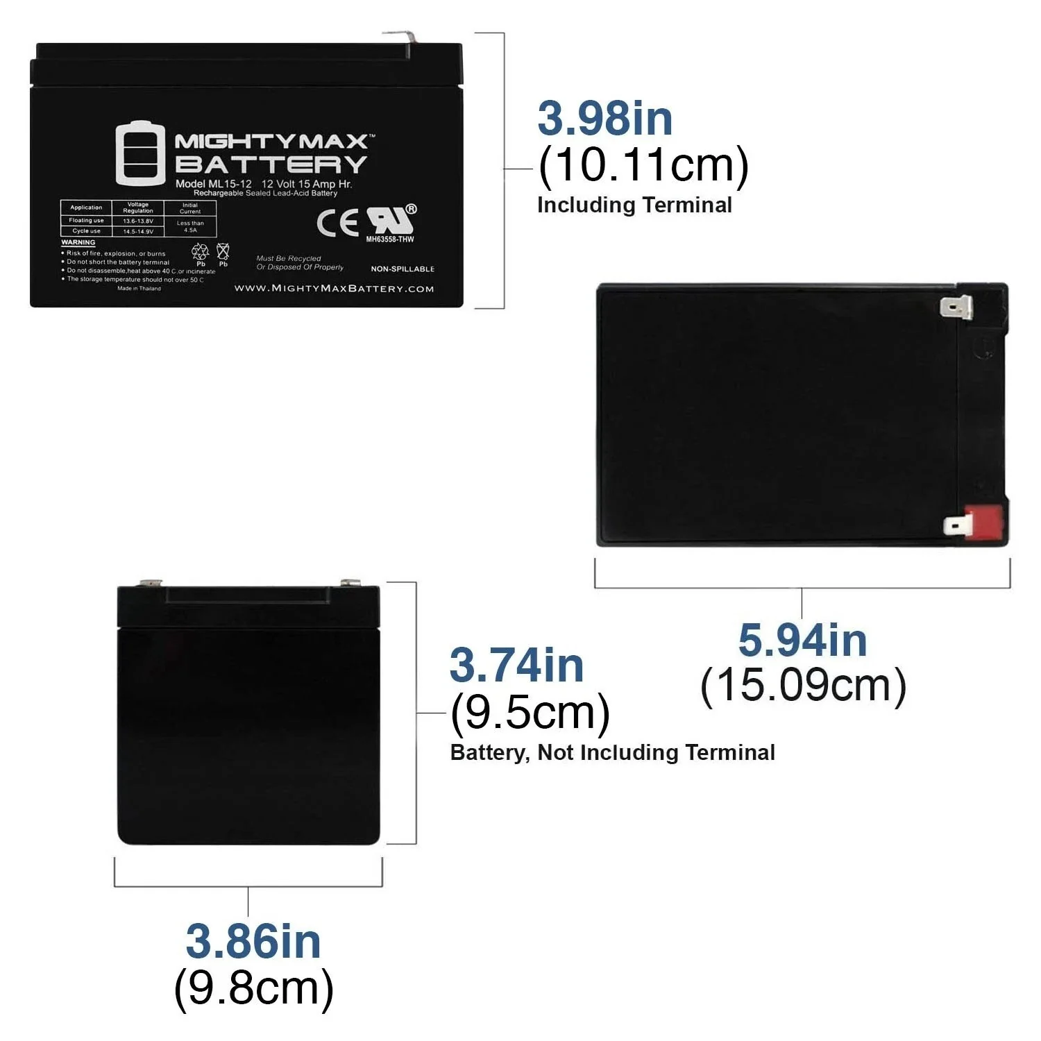 Power Wheels 12V 15Ah High Capacity Battery for Dune Racer, Jeep, ATV, and Ford Models - Image 3