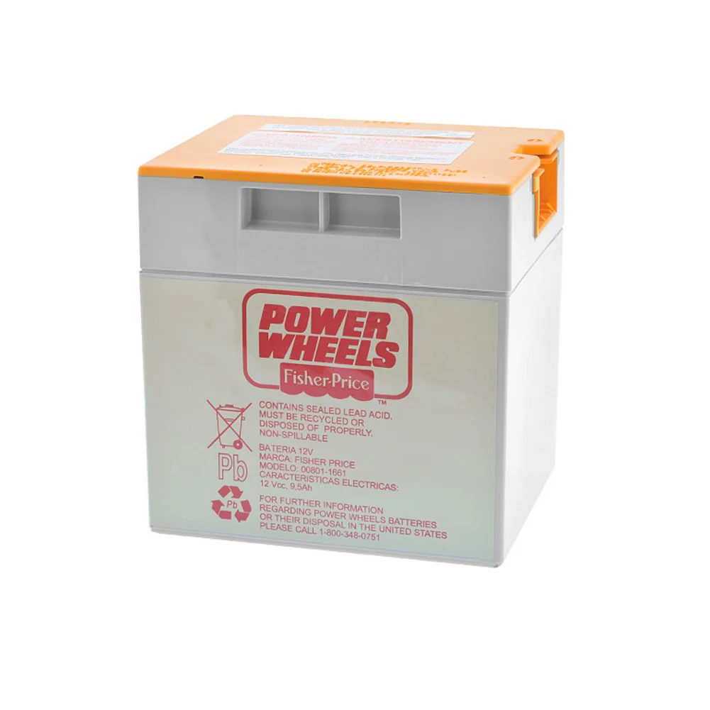 12V Probe-Style Power Wheels Battery Orange Top Mount - Image 2