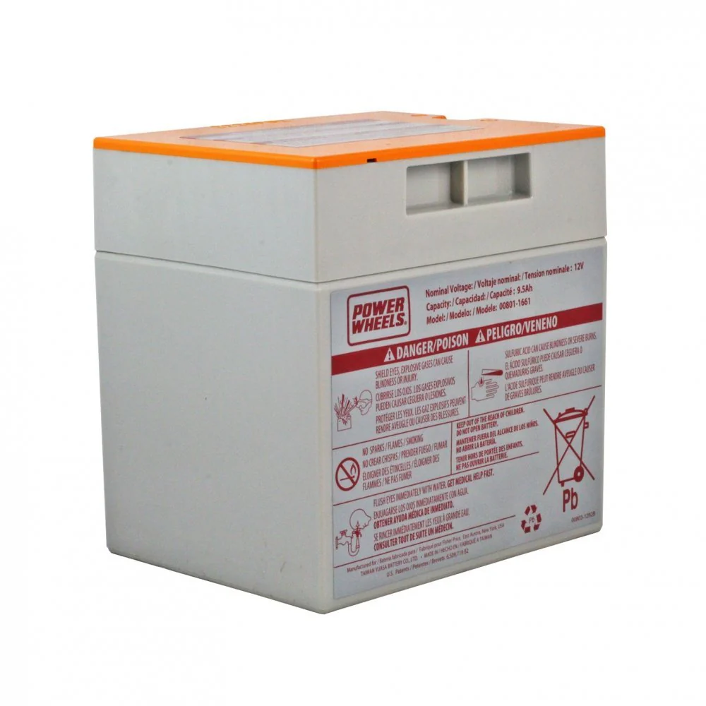12V Probe-Style Power Wheels Battery Orange Top Mount - Image 3