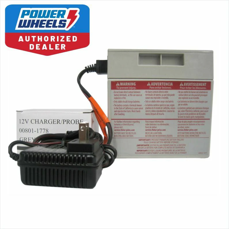 12V Gray Replacement Battery and Charger for Fisher-Price Power Wheels - Image 3
