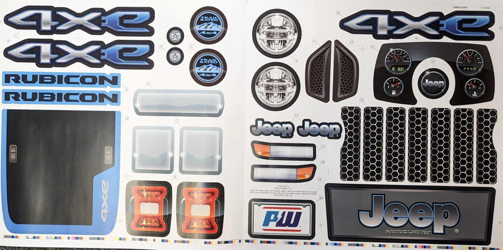 Power Wheels 3900-8481 Blue Jeep Wrangler Rubicon JL Decal Sticker Label Set - Image 3