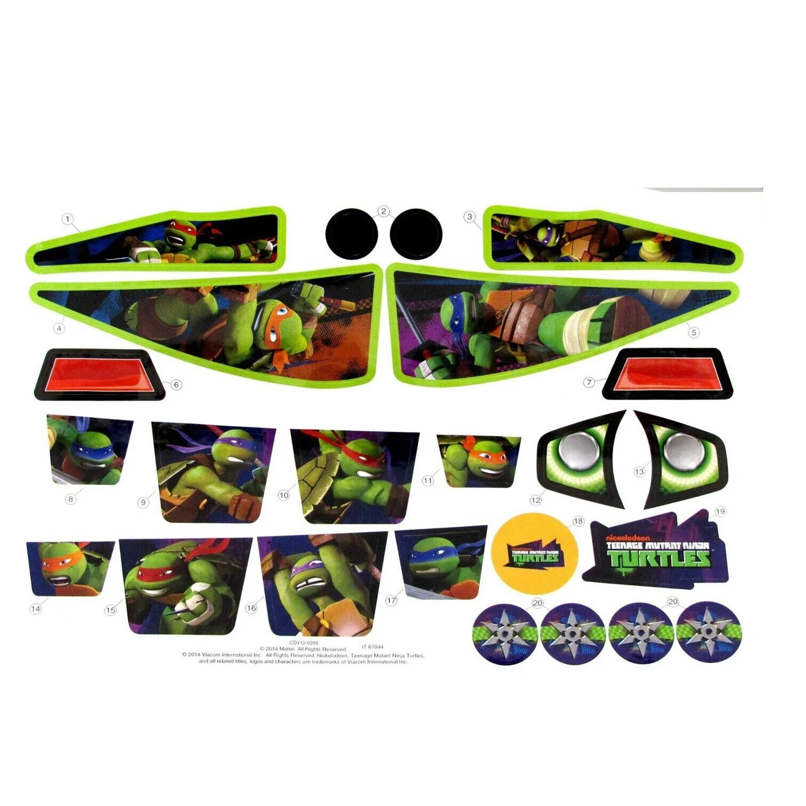 Genuine Power Wheels CDY12 Ninja Turtles Dune Racer Decal Sheet - Image 2