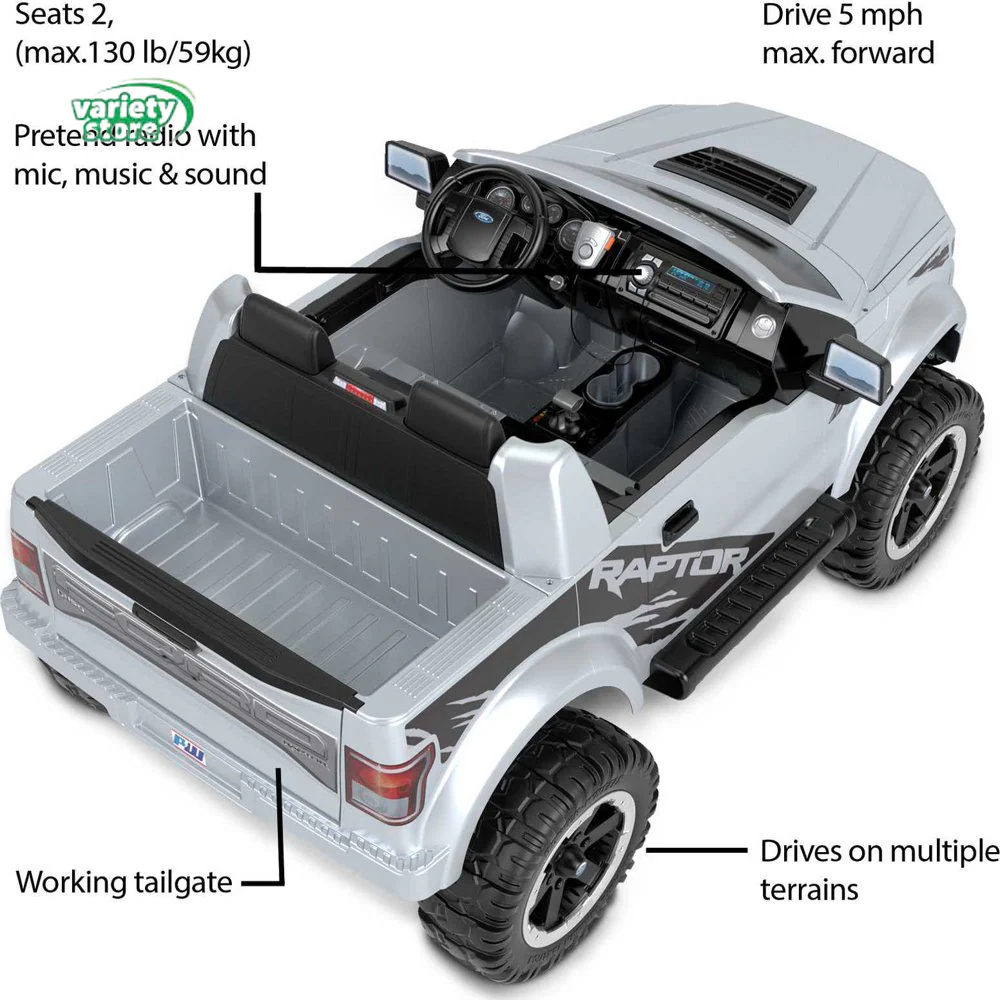 Power Wheels Ford F150 Raptor Electric-Powered Ride-On Truck with Sound Effects - Image 4