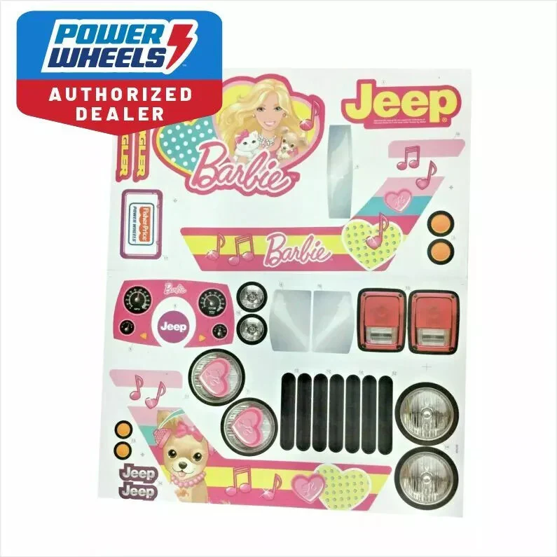Power Wheels Replacement Decal Sticker Sheet for Pink Jeep Wrangler Toy