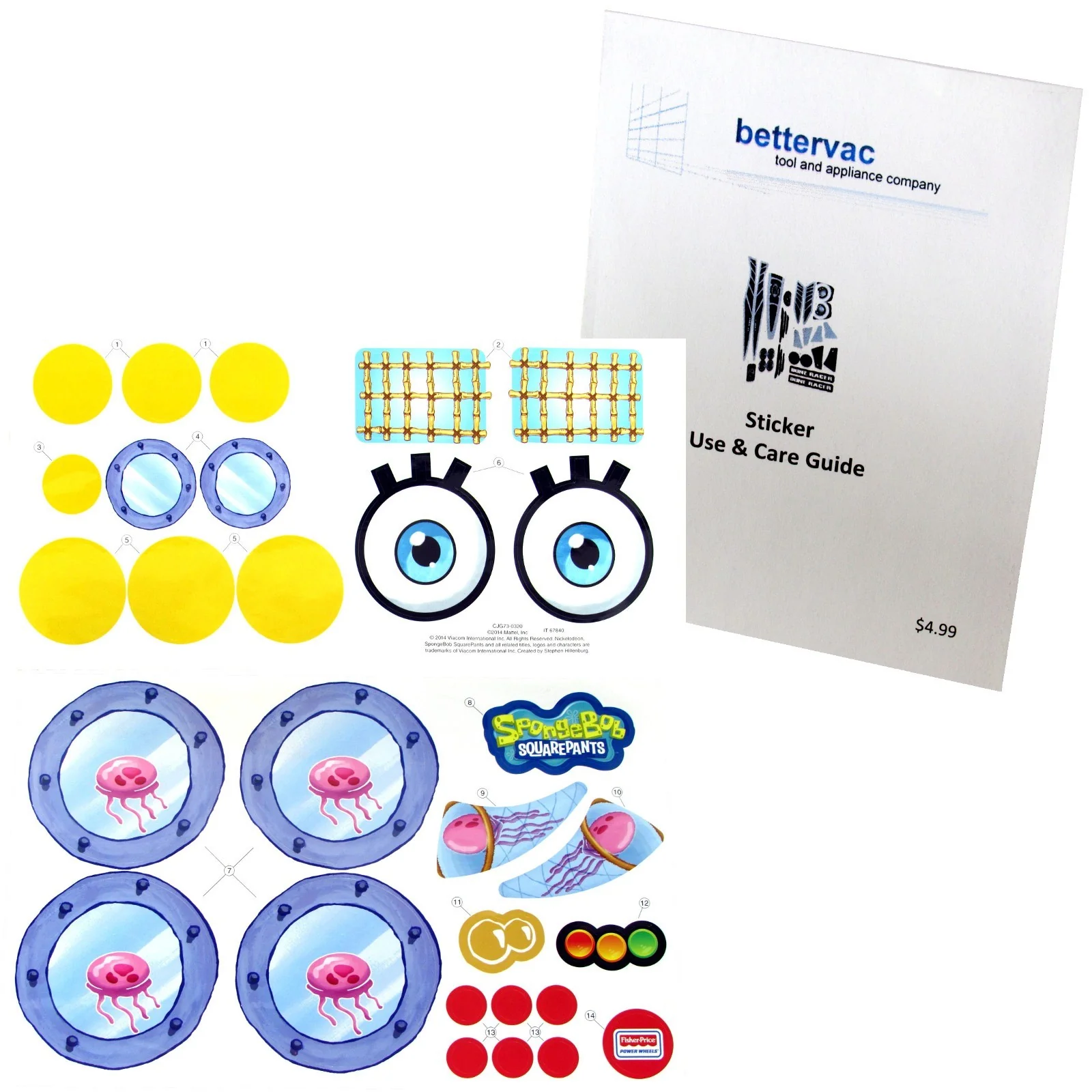 Power Wheels SpongeBob SquarePants Decal Sheet