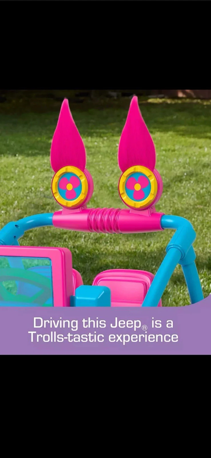 Trolls 3 Band Jeep Wrangler 12V Battery Ride-On for Kids 3+ - Image 2