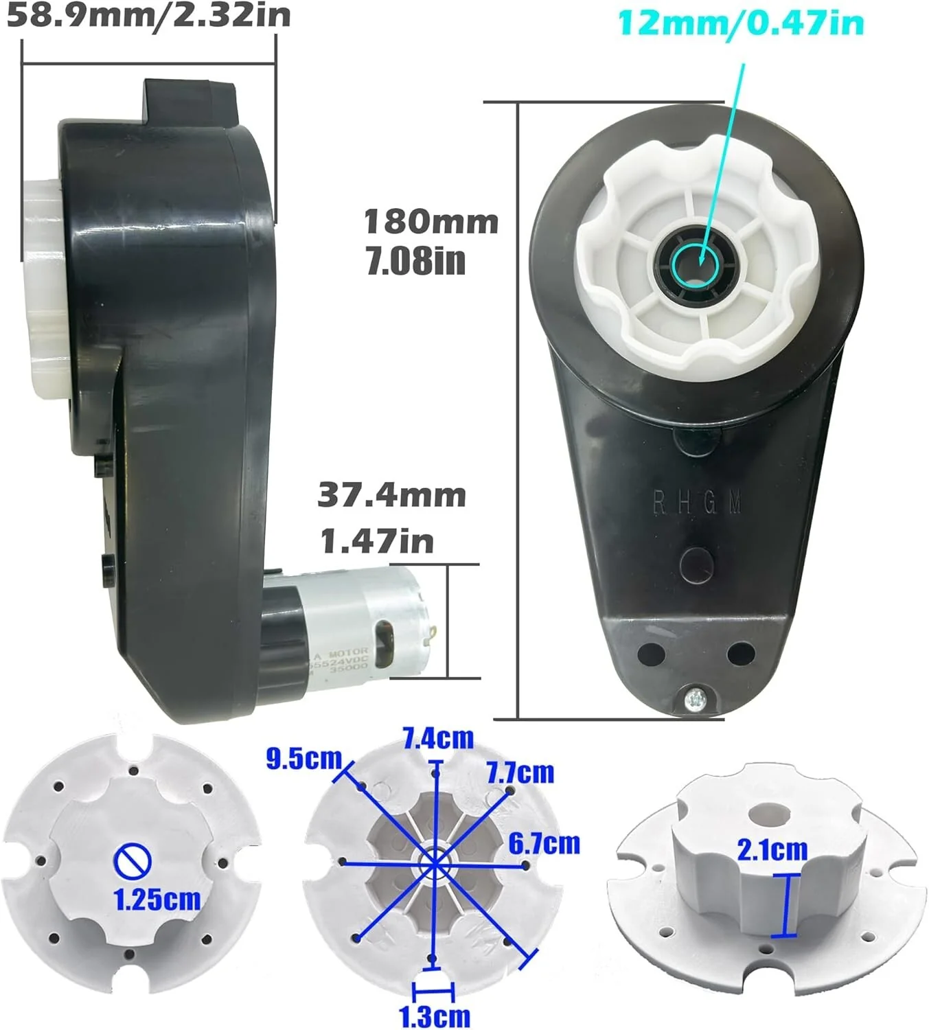Power Wheels Upgrade Kit 2PCS 24V 35000 RPM Motor Gearbox with Accessories - Image 6