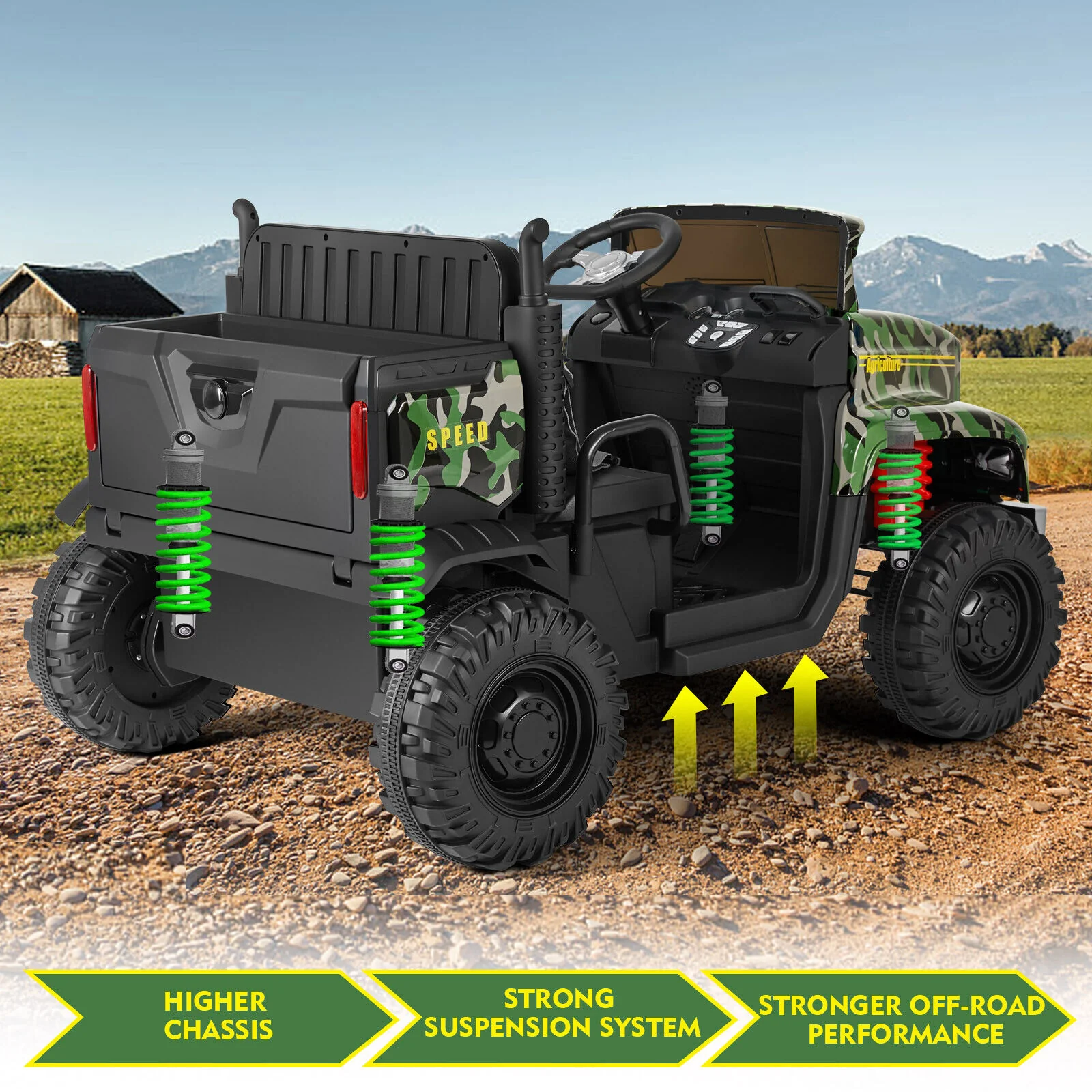 Powerful 24V Battery-Powered 2-Seater Kids Ride On Tractor with Dump Bed and RC Control - Image 8