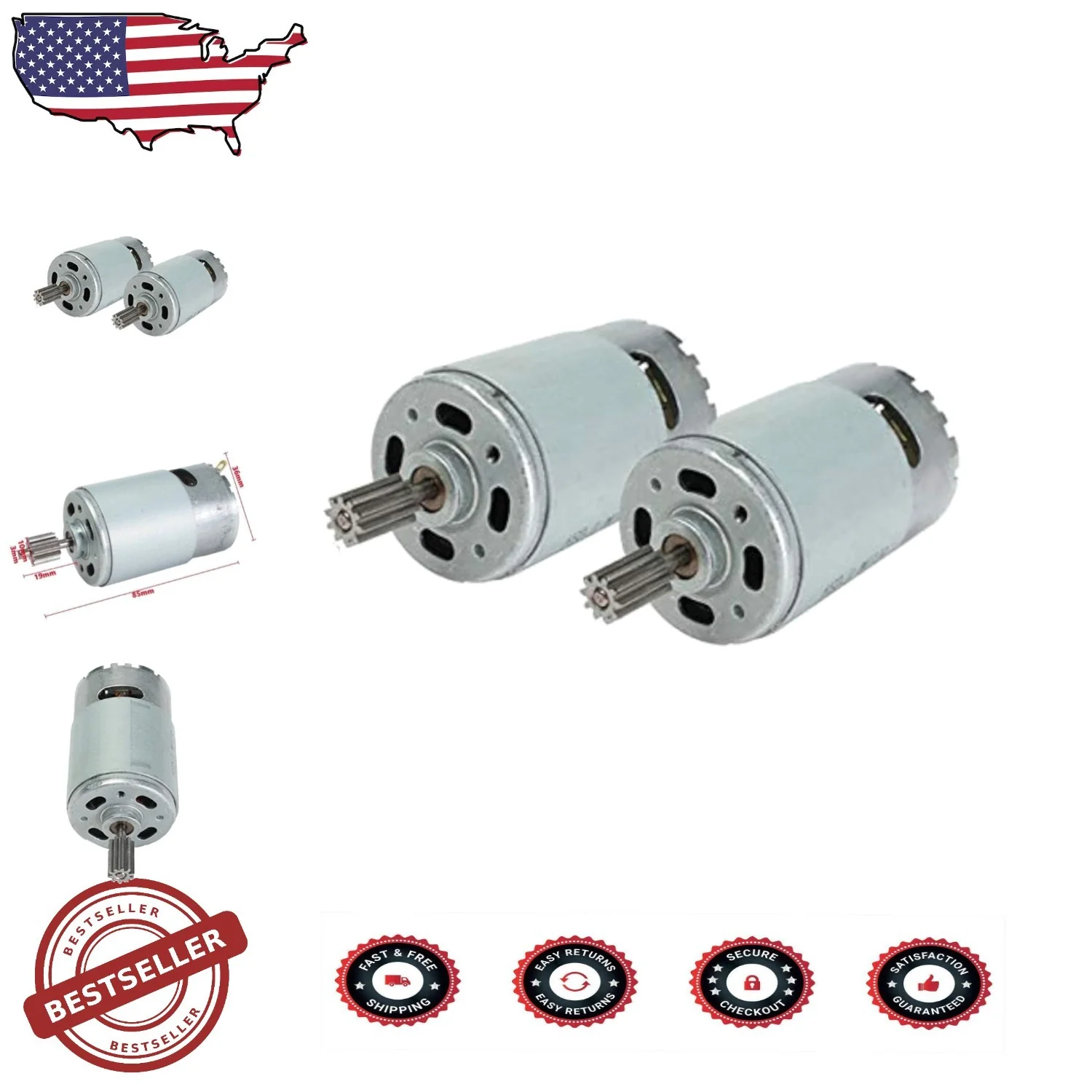 24V RS550 Motor Package 35000 RPM High Power for Ride-On Toy Upgrades