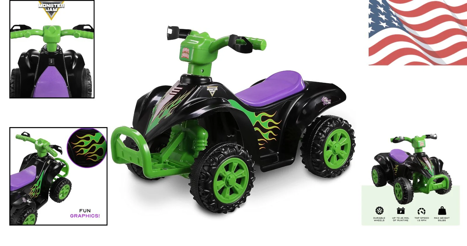 Powerful 6V Kids ATV Quad with Forward and Reverse Riding, Safe and Durable Design - Image 2