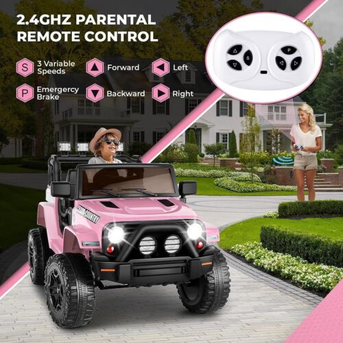Premium 12V Electric Ride-On Jeep for Kids with Remote Control, LED Lights, AUX & USB, and 3 Speed Options - Image 2