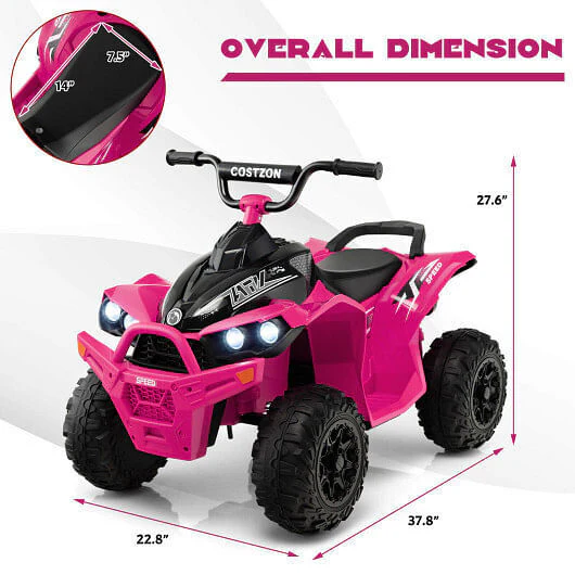 Premium 12V Kids ATV with Adjustable Speed and Cozy Seat - Pink - Image 4