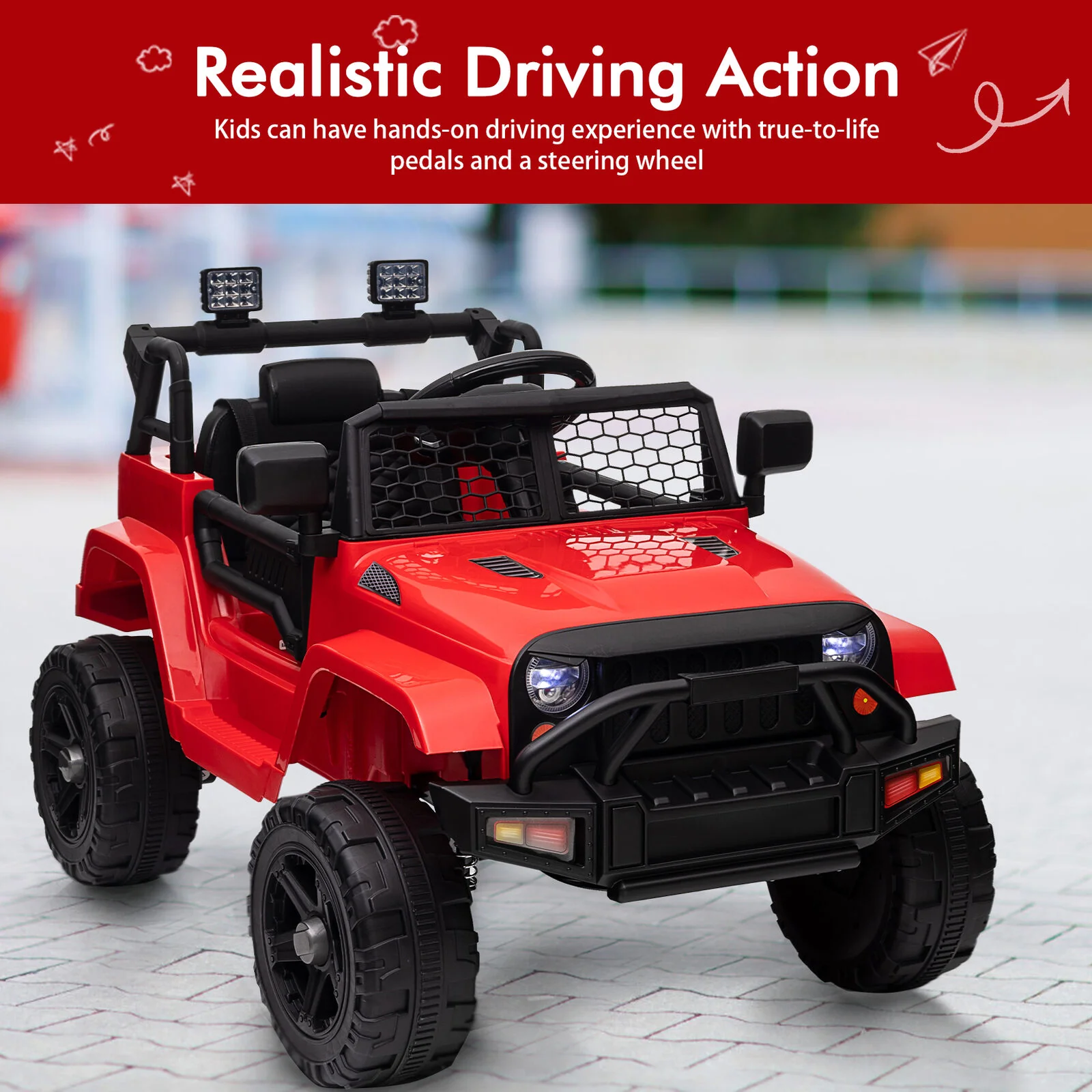Premium 12V Ride-On Truck for Kids with 3 Speeds, Spring Suspension, Remote Control, and Lockable Door - Image 4