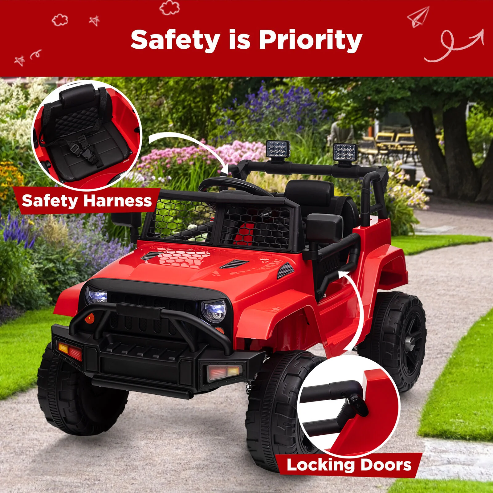 Premium 12V Ride-On Truck for Kids with 3 Speeds, Spring Suspension, Remote Control, and Lockable Door - Image 9