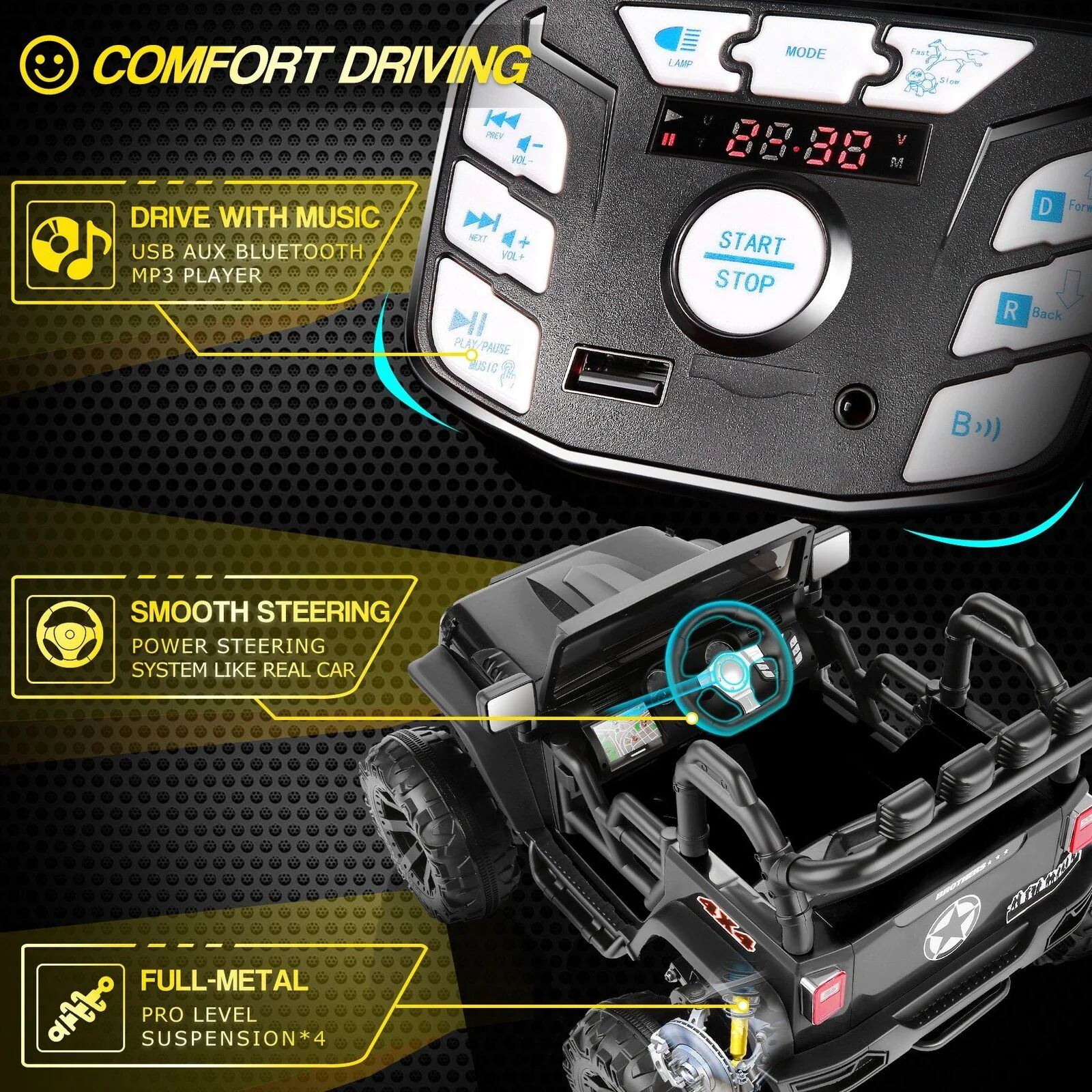 Premium 24V 2 Seater Kids Ride On Truck with Remote Control and Powerful Dual Motors - Image 6