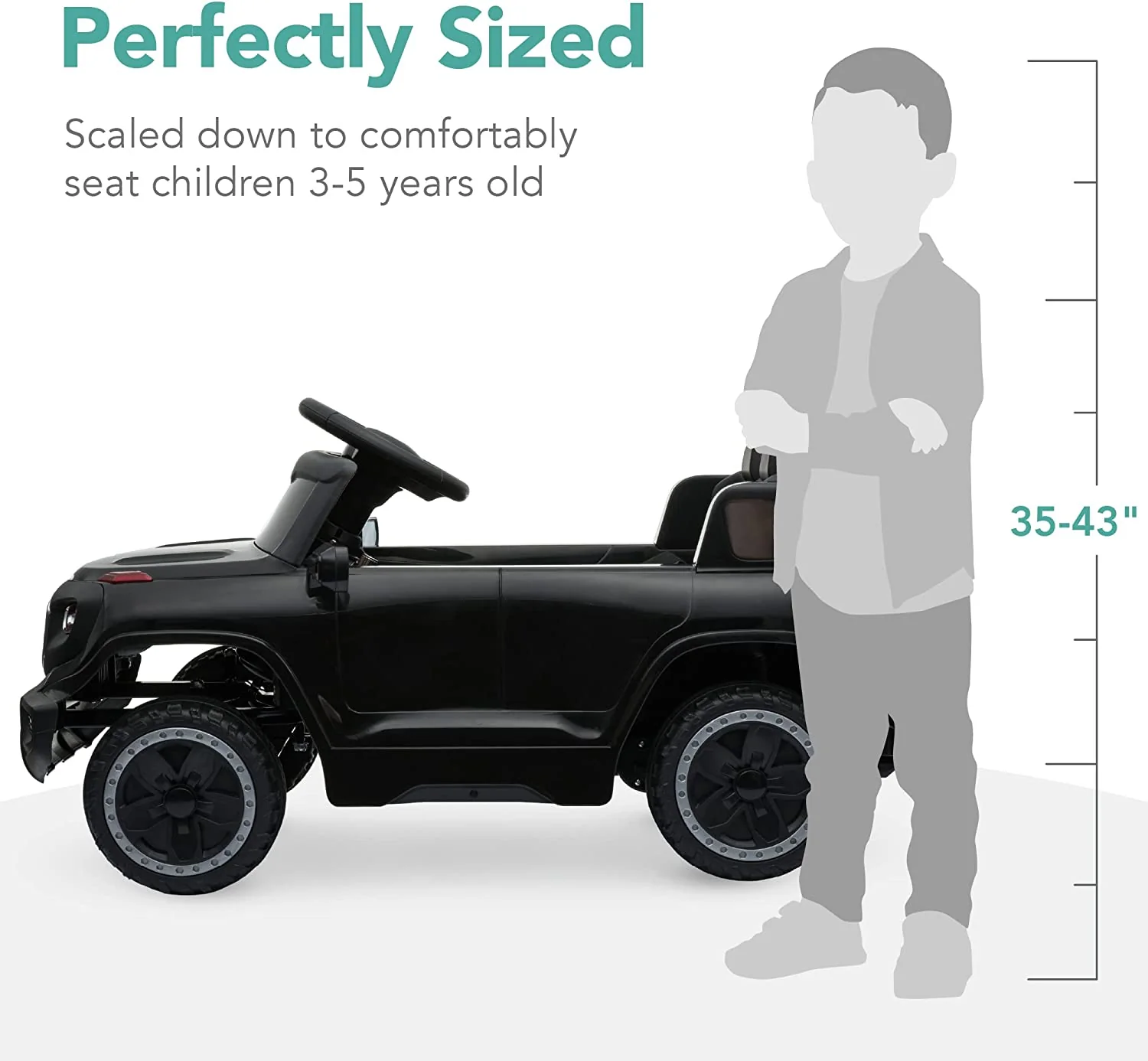 Premium 6V Ride-On Truck with Parental Remote, 3 Speeds, and LED Lights - Black - Image 4