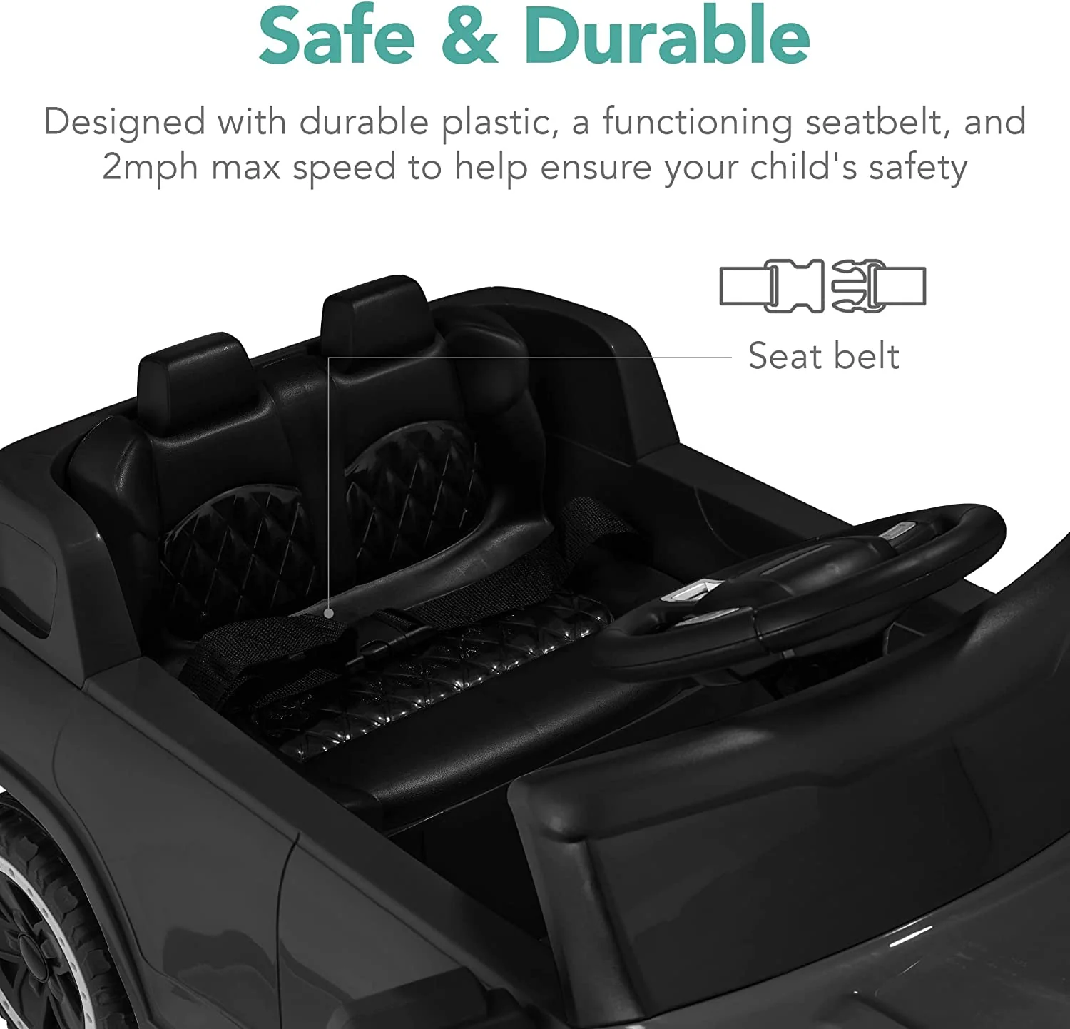 Premium 6V Ride-On Truck with Parental Remote, 3 Speeds, and LED Lights - Black - Image 5