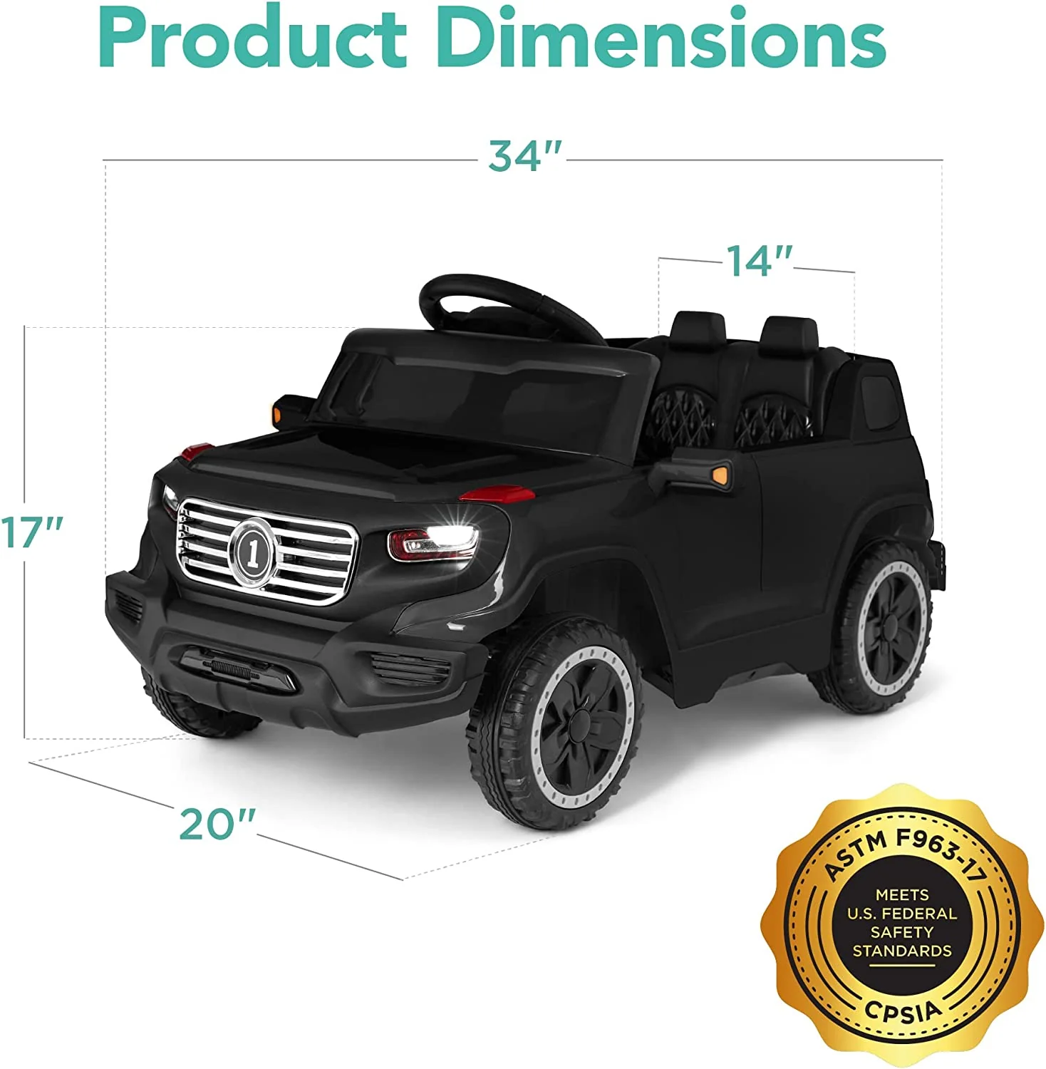 Premium 6V Ride-On Truck with Parental Remote, 3 Speeds, and LED Lights - Black - Image 7