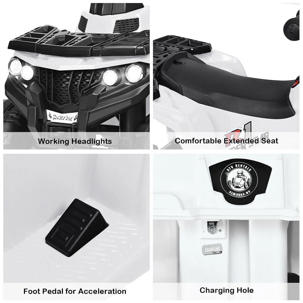 Premium 6V White Electric Ride on ATV for Kids - Powered by Battery - Image 3