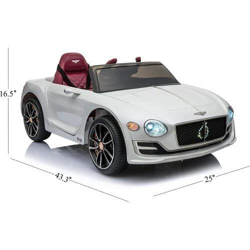 Premium Bentley Style Kids Electric Ride On Car with Remote Control - White - Image 4