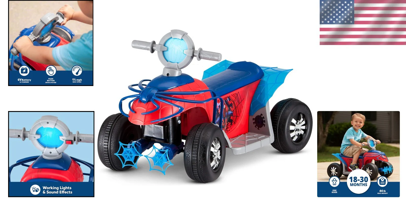 Spider-Man Toddler Ride-On Quad with Rechargeable Battery - Red - Image 2