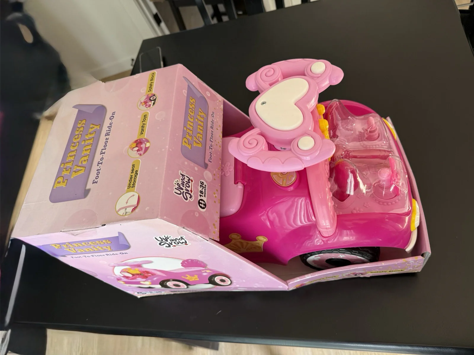 Princess Pink Toddler Foot-to-Floor Vanity Ride-On Toy - Image 2