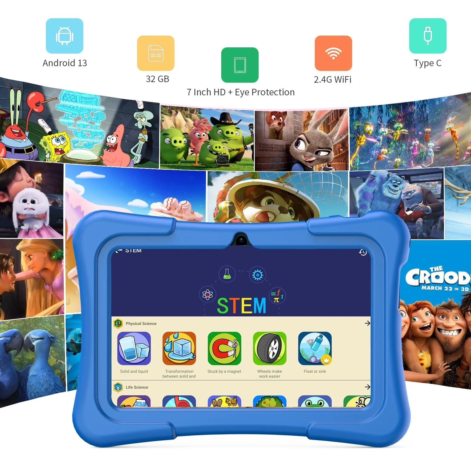7-Inch Kids Tablet with 32GB Storage and Durable Protective Case, Parental Controls Included - Image 2