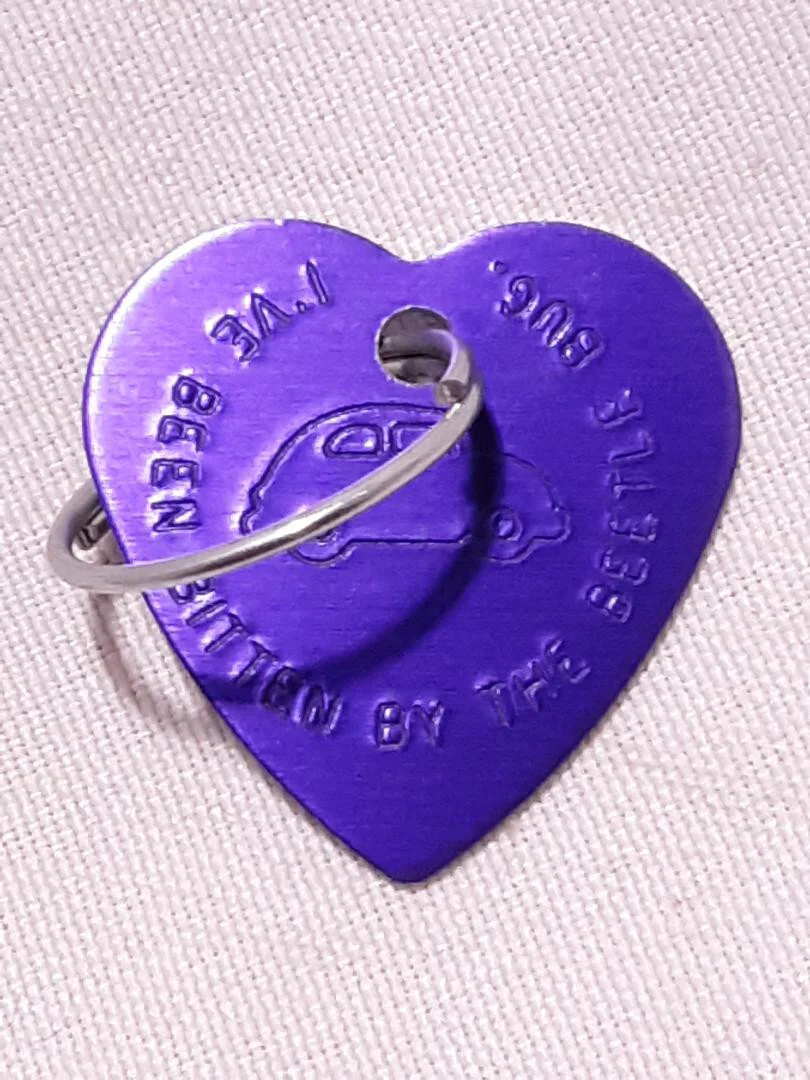 Purple Plated Beetle Bug Key Ring Tag for Keys