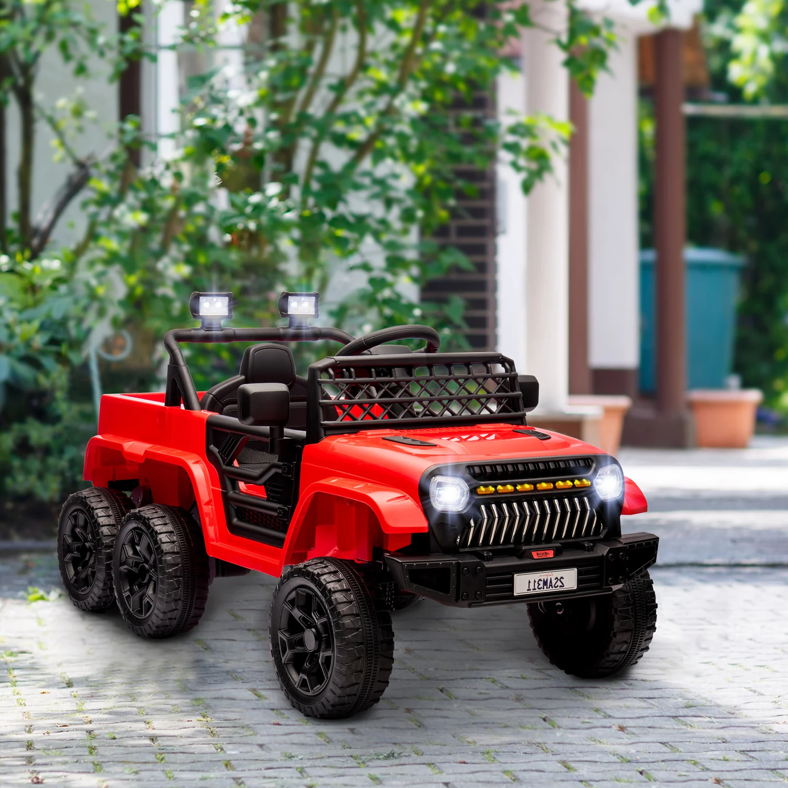 12V Kids 4x4 Ride-On Truck with Switchable 2WD/4WD and Rear Trailer - Image 8