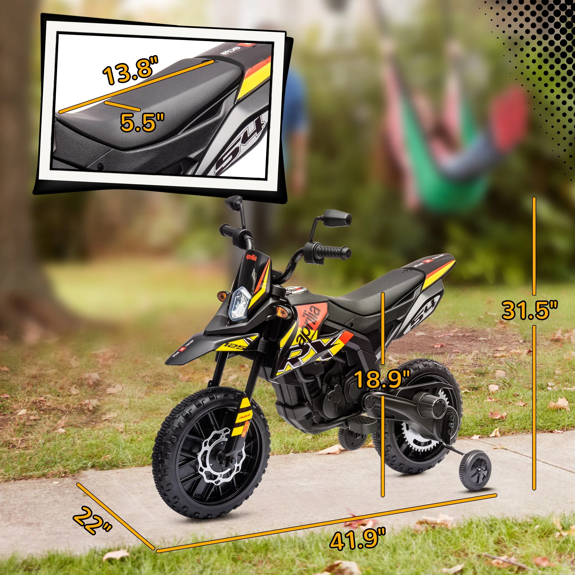 12V Licensed Kids Motorcycle with Training Wheels - Image 2