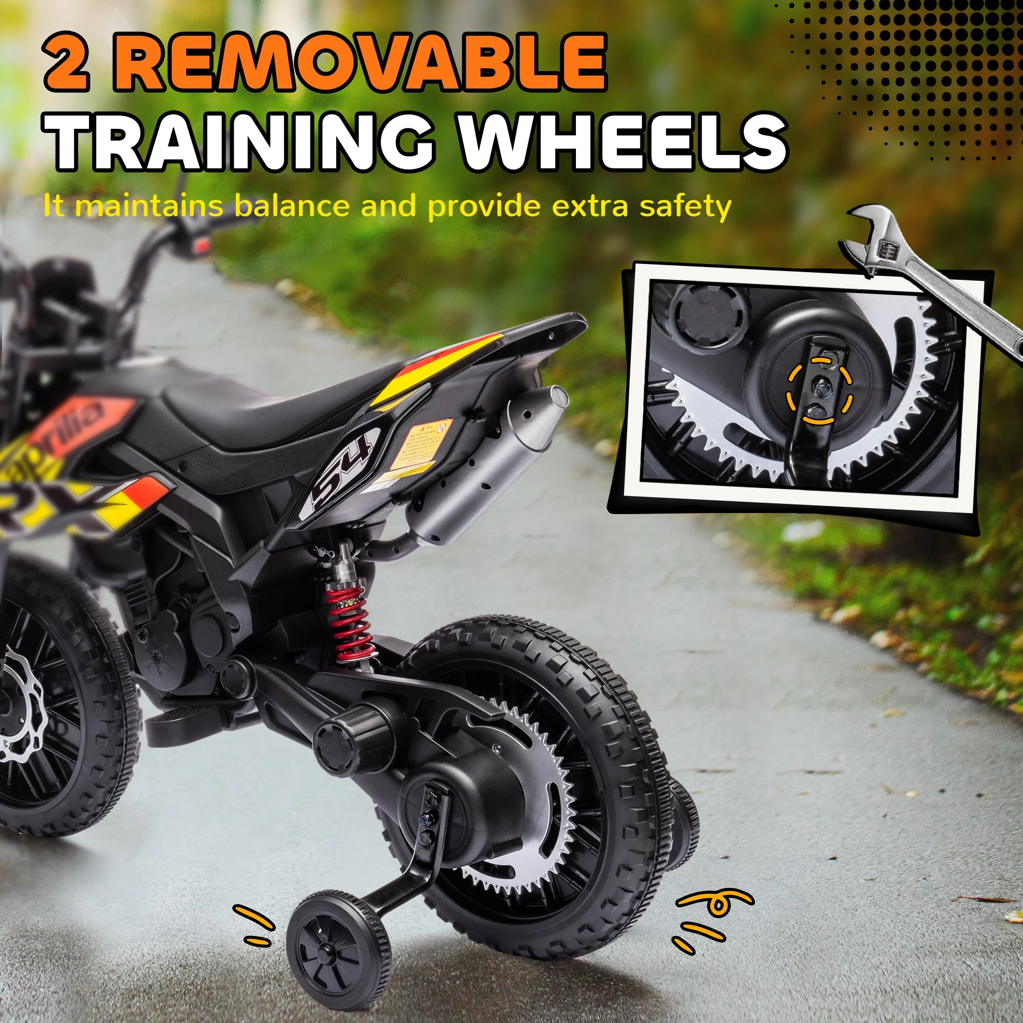 12V Licensed Kids Motorcycle with Training Wheels - Image 6