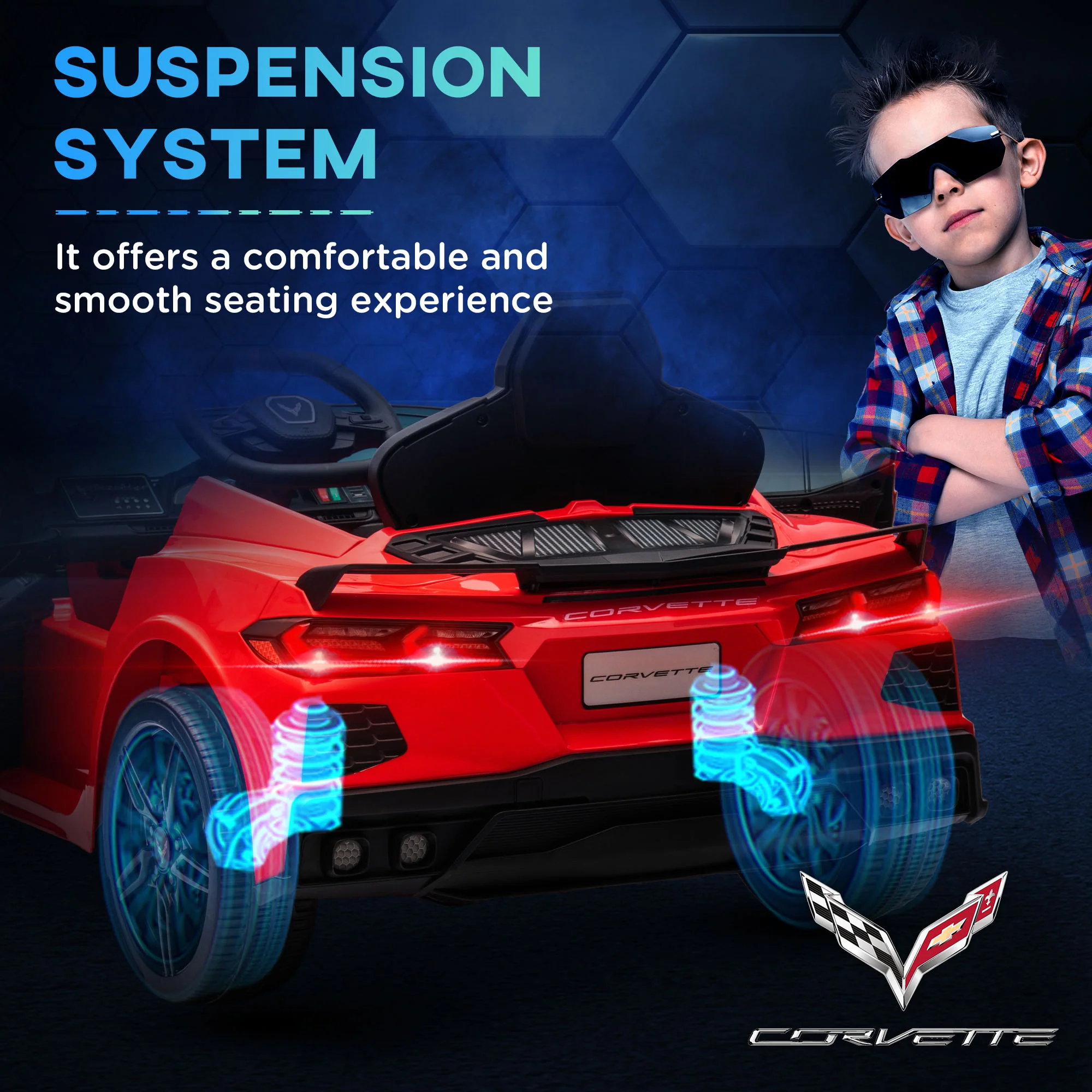 12V Licensed Chevrolet Corvette Kids Electric Ride-On Car with Remote Control - Image 8