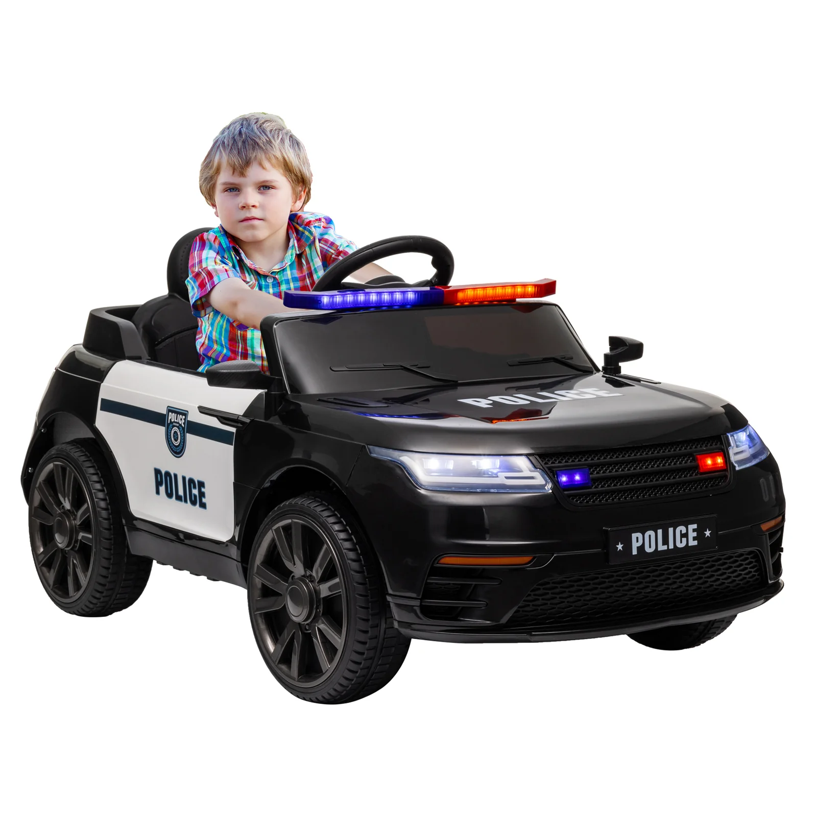 12V Battery-Powered Electric Police Car for Kids with Remote Control - Image 11