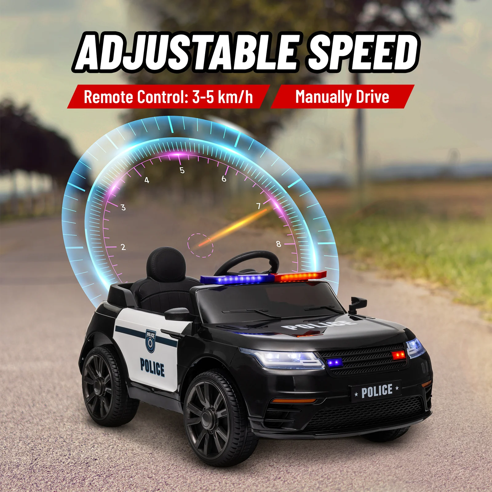 12V Battery-Powered Electric Police Car for Kids with Remote Control - Image 5