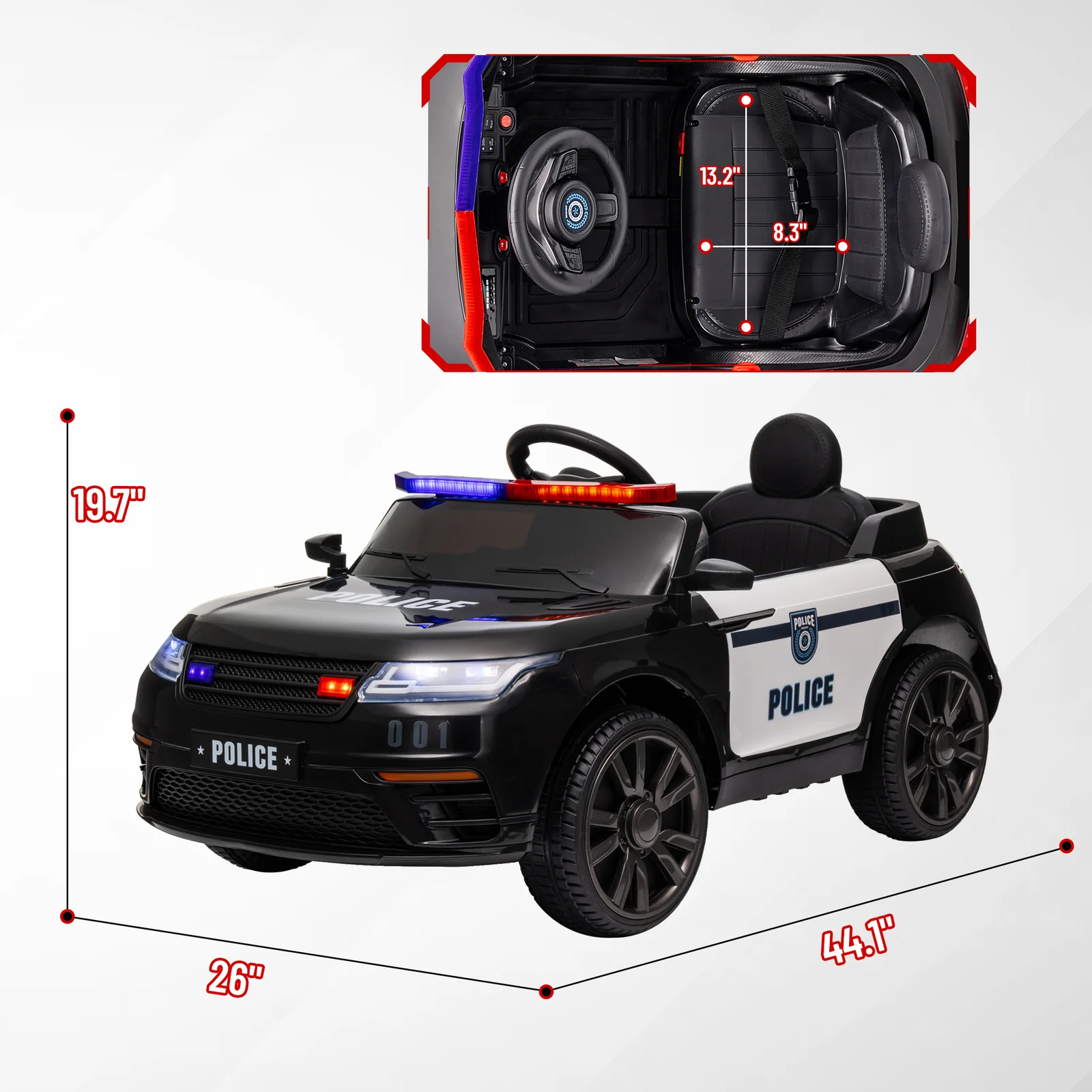 12V Battery-Powered Electric Police Car for Kids with Remote Control - Image 7