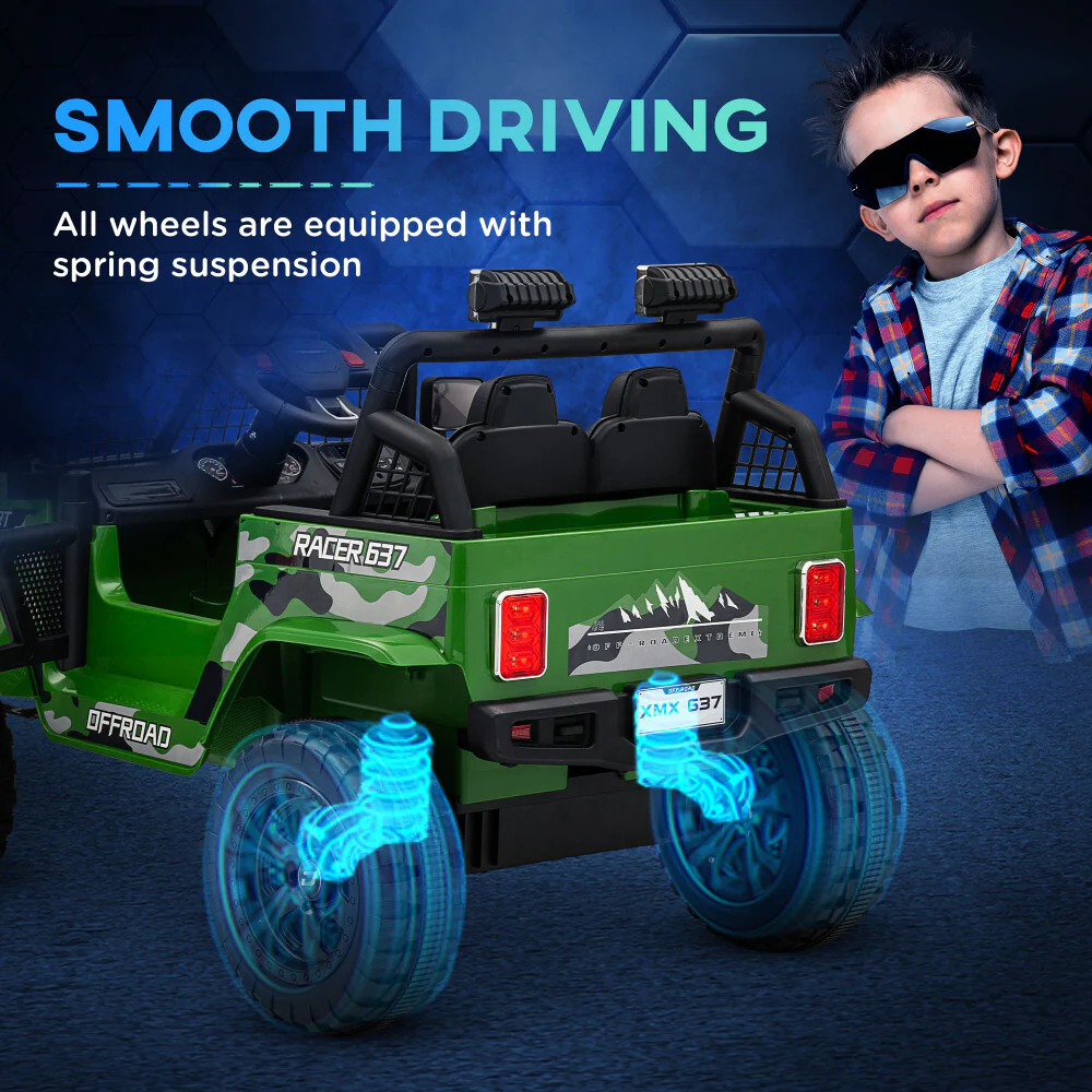 12V Kids Electric Ride-On Truck with Parent Remote Control Green - Image 4